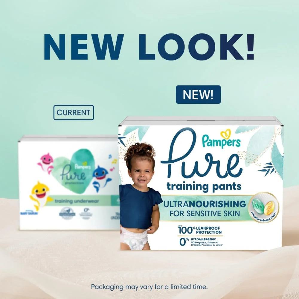 Pampers Pure Protection Training Underwear, Unisex, Size 2T3T, 60 Count, Premium, Hypoallergenic, Soft, Absorbent