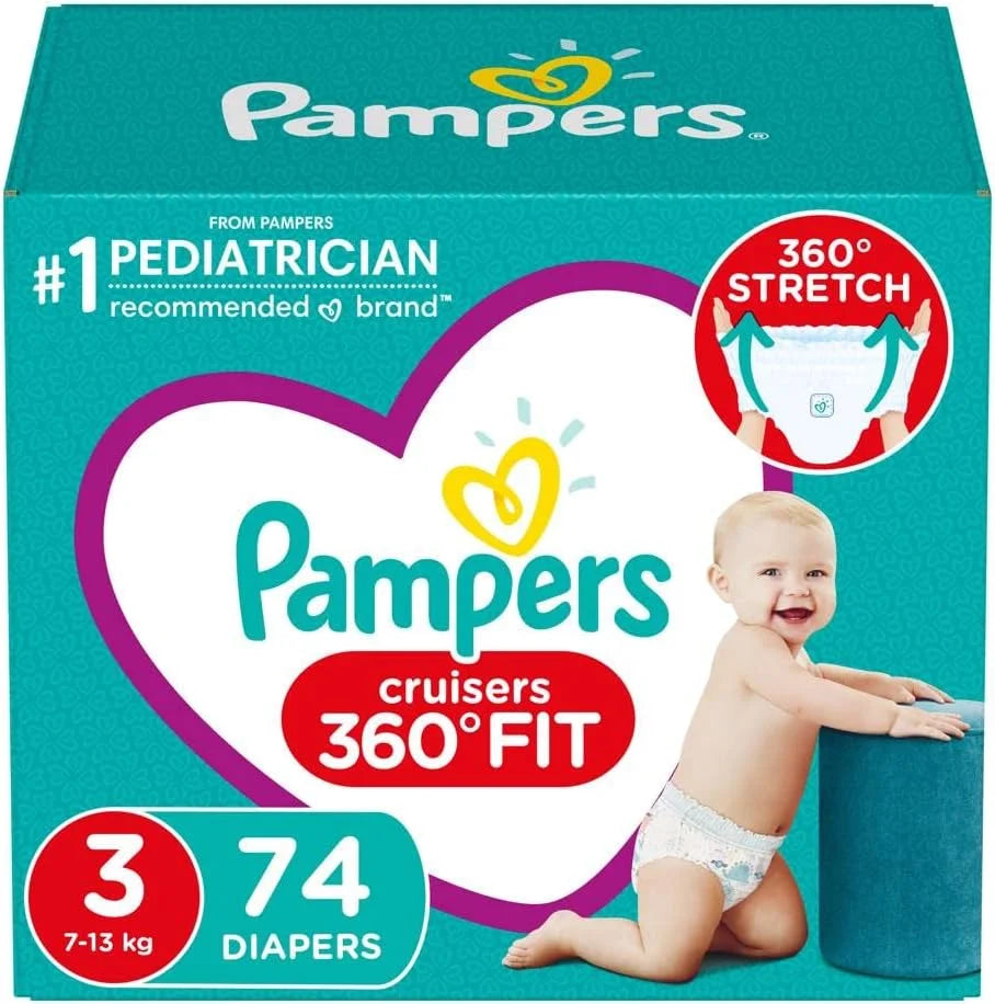 Pampers Cruisers 360˚ Fit Diapers Size 3, 74 Count, Super